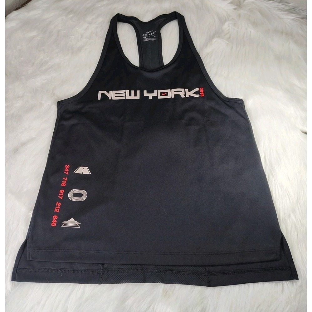 Nike Tank Top Womens Small Black NYC Marathon 2018 Dri-FIT Racerback‎ Graphic